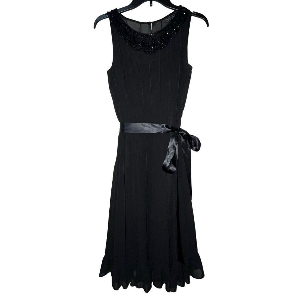 Jessica Howard Women’s Size 6 Dress Set 2 Piece Black Tank Dress w Sheer Overlay